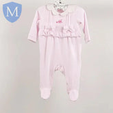 Baby Girls All in One Velour Sleepsuit - Scallop Collar Frill (A24296) (Baby Sleepsuit) Mansuri